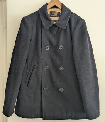 J. CREW Black Bayswater Pea Coat Quilted Liner 100% Wool Stadium Cloth Medium - Image 1 of 4