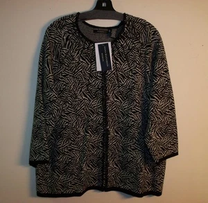 Dana Buchman Woman Merino Wool Beaded Black White Sweater Top Size 2X NWT - Picture 1 of 11