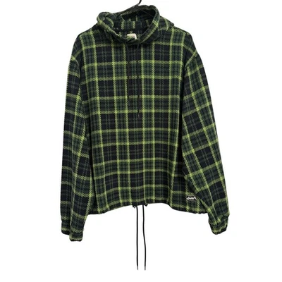 Zara Denimwear Men's L Outdoor Wool Blend Kelly Green Plaid Hoodie Pullover Fall - Image 1 of 4