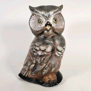 Vtg MCM Painted Ceramic Owl Statue 15in Piggy Bank Hand Made 60s Decoy Large - Picture 1 of 17