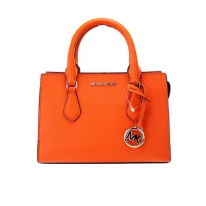 Michael Kors Sheila Small Center Zip Satchel Poppy Orange Vegan Faux Leather  - Picture 1 of 3