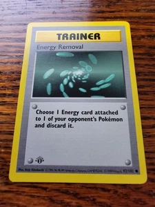 LP! Pokemon Energy Removal 92/102 Base Set 1st Edition Shadowless Trainer - Picture 1 of 2