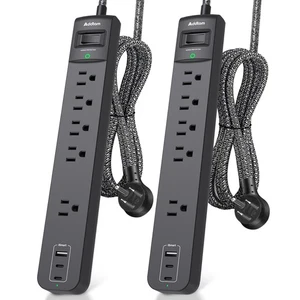 2-Pack Surge Protector Power Strip, 25ft Cord, 5 Outlets, 3 USB (2 USB-C) Flat - Picture 1 of 7