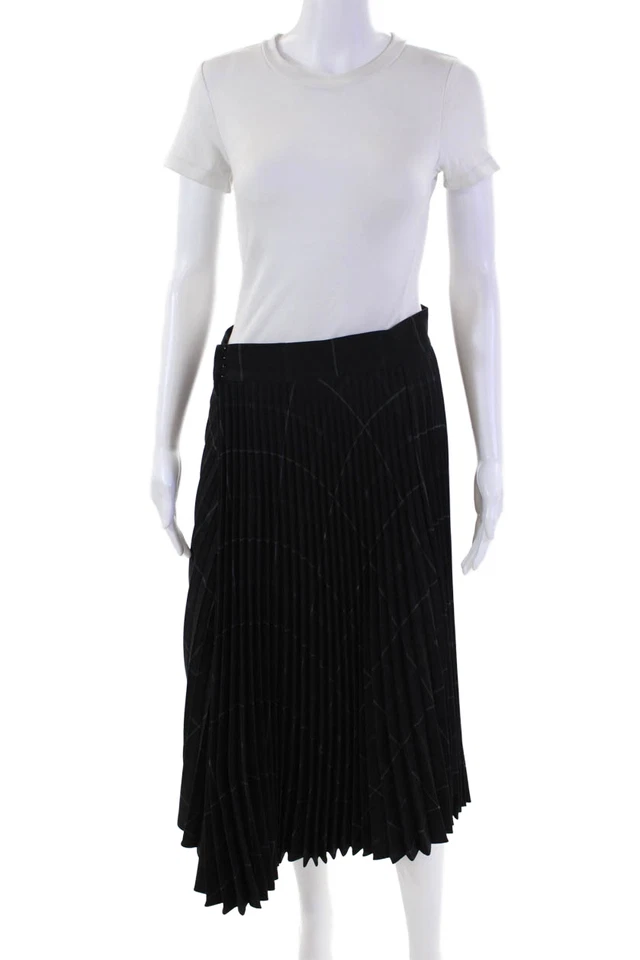 Falda midi para mujer Vince cierre de gancho plisada acampanada sin forro negra talla 6 Foto 1 de 4