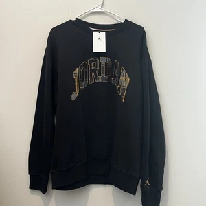 Nike Air Jordan Essential 85 Size L Crest Plaid Fleece Sweatshirt DV1574-011 - Picture 1 of 3