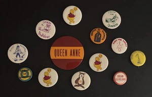 Vintage Pin Back Buttons Queen Anne High School Football RARE Lot Of 13 Seattle - Picture 1 of 5