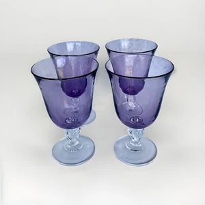 Set of 4 Vintage Purple Wine/Water Glasses, Cristil D’Arques Durand 6-1/2" - Picture 1 of 12