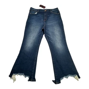 NO BOUNDARIES Damen High Rise Crop Flare Jeans Distressed ausgefranster Saum Größe 19 - Bild 1 von 13