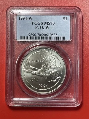2004 W POW Commemorative Silver Dollar, PCGS graded MS70. - Image 1 of 2