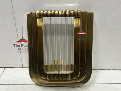 Rare Skyscraper Art Deco Wall Sconce – Brass & Glass Rod Ship Light Fixture - Image 1 of 4