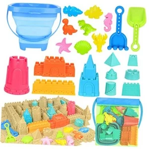Collapsible Beach Toys for Kids Toddlers, Sand Bucket and Shovels Set with - Picture 1 of 8