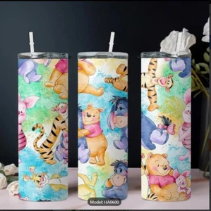 20oz Stainless Steel Insulated Water Bottle with Straw — Winnie the Pooh, Tigger - Picture 1 of 4
