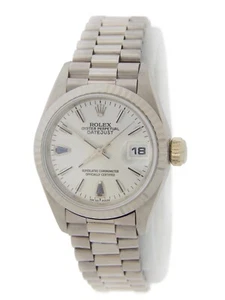 Rolex Datejust President 69179 Ladies 18K White Gold Watch Silver Blue Sapphire - Picture 1 of 6