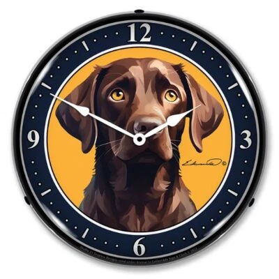 Chocolate Labrador Retriever Dog LED Backlit Clock - Image 1 of 3