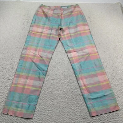 Pantalones de seda vintage Lilly Pulitzer para mujer 8 forrados a cuadros rosa pastel azul cremallera Foto 1 de 4