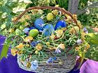 Vintage Primitive Egg Gathering Basket Pip Berry Floral Arrangement 9/11 ❤️sj3j