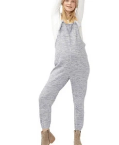 HATCH women size 2 Maternity The Zadie Overall Blue Space Dye French Terry ankle - Picture 1 of 10