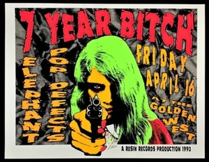 7 Year Bitch POSTER Elephant Pop Defect Signed Silkscreen Kuhn Albuquerque NM  - Picture 1 of 1