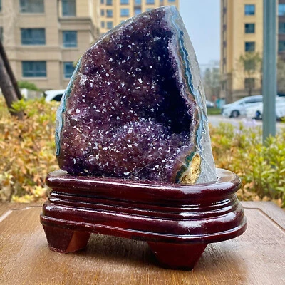 3.12LB Natural Uruguayan Amethyst Quartz Cave Geode Crystal Healing+base - Image 1 of 4