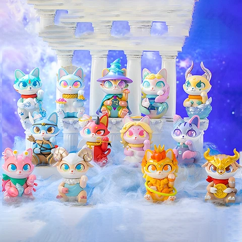 Cassy Cat 12 Zodiac Blind Box Mystery Figures Action Kawaii Toys Birthday Gift Cover