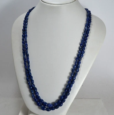 COLLANA ZAFFIRI ACCODATA CON CHIUSURA ARGENTO 925/1000 2 FILI    AGLN 0275 - Immagine 1 di 3