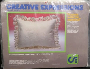 Vintage Creative Expressions Quilt-Kit #4810 Karussell Pony Kissen 18" x 14" Neu in Verpackung  - Bild 1 von 3