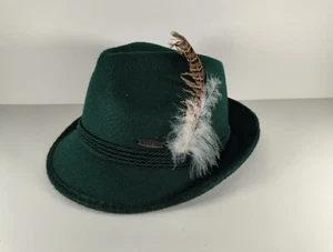 Bayrischer Alpen Herren Fedora Hut mit Feder grün Wolle - Bild 1 von 8