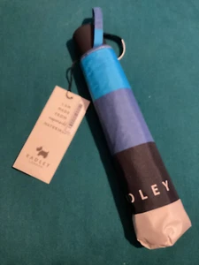 BNWT New Radley Ink Summer Stripe Blue Mini Telescopic Umbrella In Pouch - Picture 1 of 3