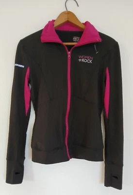 Chaqueta negra rosa caliente MUJER ROCK Med Tech Ortho manga larga pulgar cremallera XS Foto 1 de 4