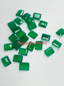 GREEN ONYX LOOSE GEMSTONE FACETED OCTAGON CUT 8x6 MM CALIBRATED 10 PCS LOT E - Picture 1 of 8
