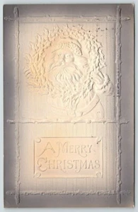 Christmas Santa in Holly Berry Wreath~Wood Stick Window~Tan Airbrushed~IPCC 1912 - Picture 1 of 2
