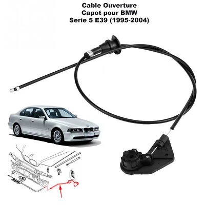 Cable Du Capot AVANT Pour Bmw Série 5 E39  BERLINE TOURING BREAK 95-03 8176595 - Photo 1/4