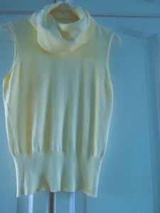 OASIS pale yellow  sleeveless roll neck jumper size 16 - Picture 1 of 3