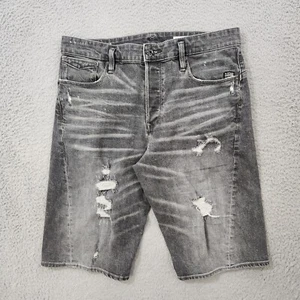 G Star Raw Shorts Mens 34 Black Restored Denim Scutar 3D Button Fly Distressed - Picture 1 of 15