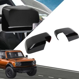 2PCS Glossy Black Exterior Side RearView Mirror Cover For Bronco 2/4 Door 21-23 - Foto 1 di 8