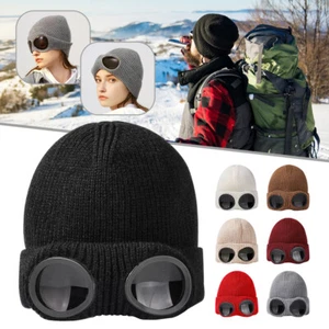 Cappelli Beanie Unisex Invernali Lavorati a Maglia Lana Grossa Solido Scaldabagno Casual Cappello Occhiali da Sci - Foto 1 di 26
