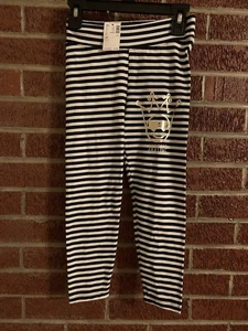 Justice Girls Leggings Black White Stripe Queen Emoji Size 7 - Picture 1 of 9