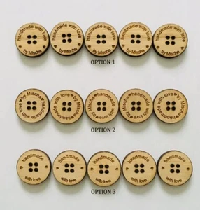 Personalised Oak V Buttons Wooden Handmade Products Knitted Crochet Laser Cut 1" - Picture 1 of 4