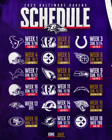 Baltimore Ravens 2023 Season Schedule NFL 8x10 Photograph Print Cover