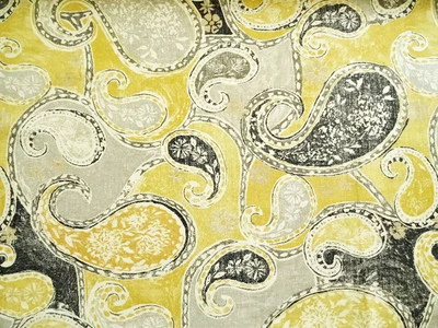 RICHLOOM KIPLING DAFFODIL YELLOW GRAY PAISLEY UPHOLSTERY CURTAIN FABRIC BTY 321 - Image 1 of 4