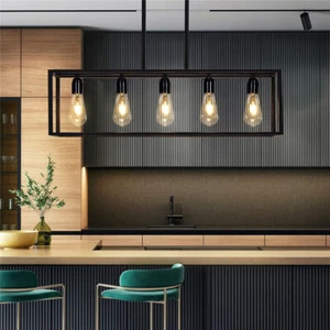 Modern Pendant Light Metal Cage Lighting Chandelier Industrial Ceiling Lamp Bar - Picture 1 of 12