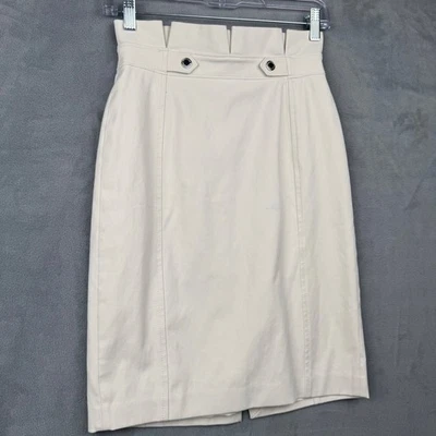 Falda Lápiz Crema Mercado Negro Casa Blanca Funda Plisada Cintura Botón Talla 0 Foto 1 de 4