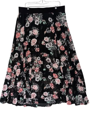Maxi Falda Tórrida Estampado Floral Negra Gasa Talla 1 1X 14 16 Foto 1 de 4