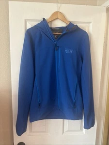 Mountain Hardwear Men's Medium Blue Outer Shell With Hood, Stow Pocket! - Picture 1 of 18