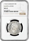Deutschland - Drittes Reich 5 Reichsmark 1933 D, NGC MS63, "Martin Luther"