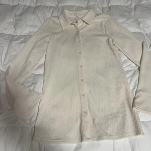 Miou Muse Blouse Womens Medium Color Beige Button Up Long Sleeves NWT - Picture 1 of 20