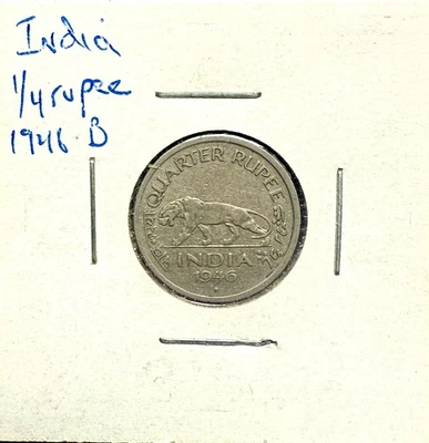 1946 BRITISH INDIA 1/4 RUPEE COIN KING GEORGE VI - Image 1 of 4
