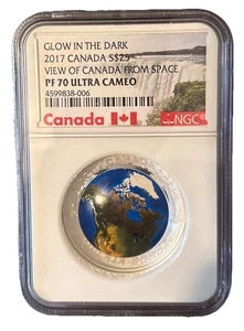 2017 PF70 GLOW IN THE DARK VIEW OF CANADA FROM SPACE NGC ULTRA CAMEO - Picture 1 of 2