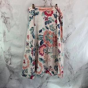 LOFT Skirt Womens 2 XS Pink Floral Linen Wrap Ann Taylor Blue Picnic Peasant - Picture 1 of 14