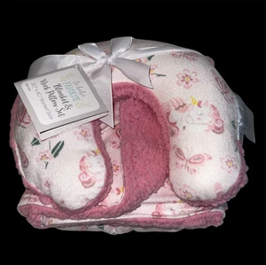 Le Bebe Favorites Pink Unicorn Baby Blanket Neck Support Pillow Plush Set New - Picture 1 of 6